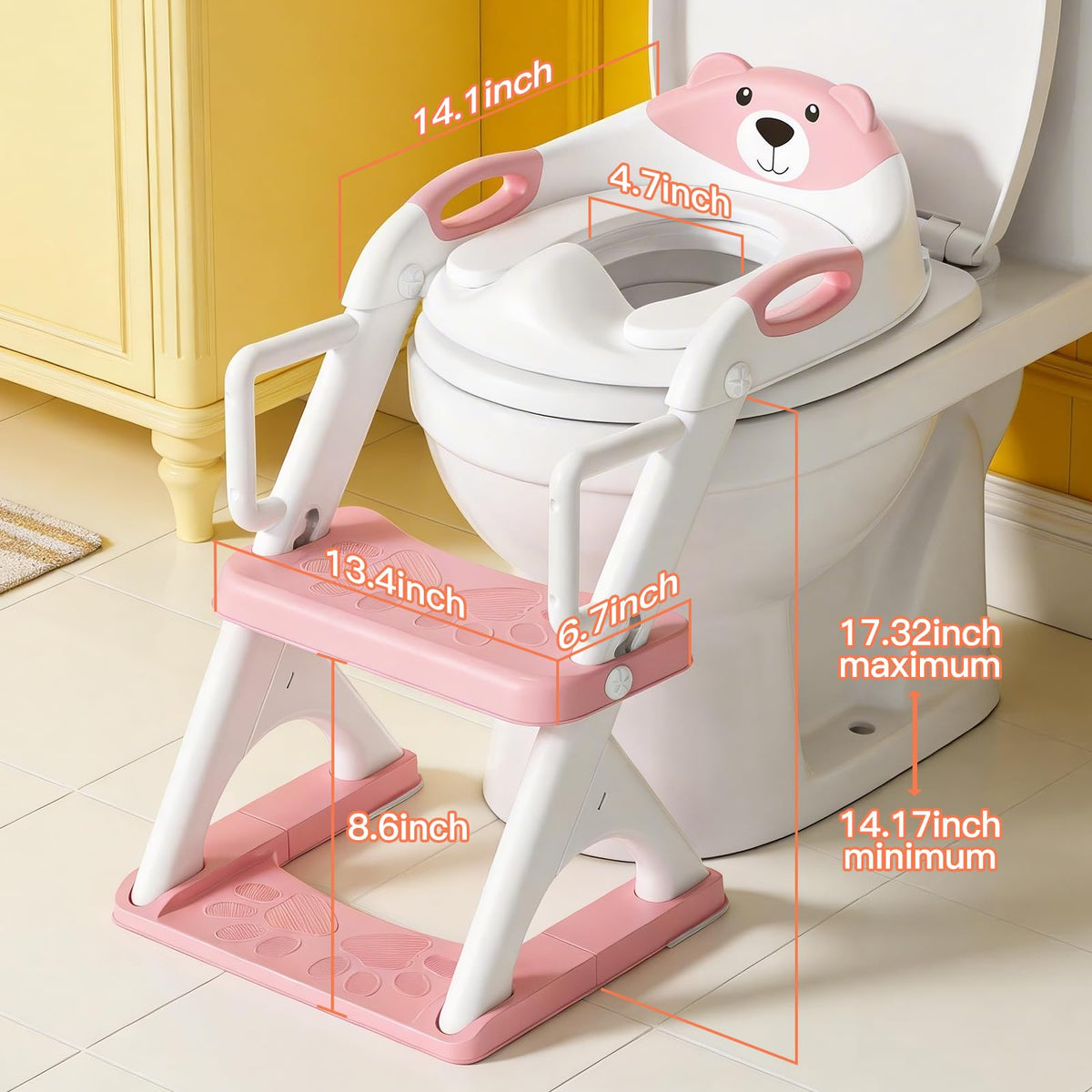 Potty Training Toilet for Toddlers, 2-in-1 Potty Training seat, Anti-Slip (Chocolate, Bear)