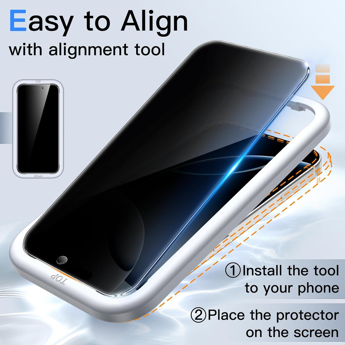 JETech Privacy Screen Protector for iPhone 16 Pro Max, 2-Pack