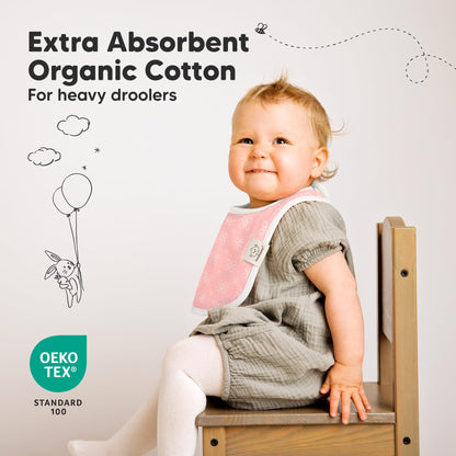 KeaBabies 8-Pack Organic Baby Bibs for Drooling and Teething (Sweet Charm)