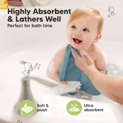 6-Pack Baby Washcloths, Soft Absorbent Washcloths for Face, Body (White)
