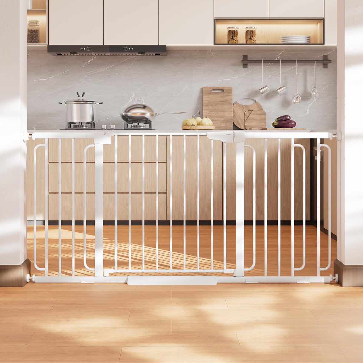 Cumbor 29.7-51.5 in Extra Wide Baby Gate for Stairs, Dog Gate Indoor Black