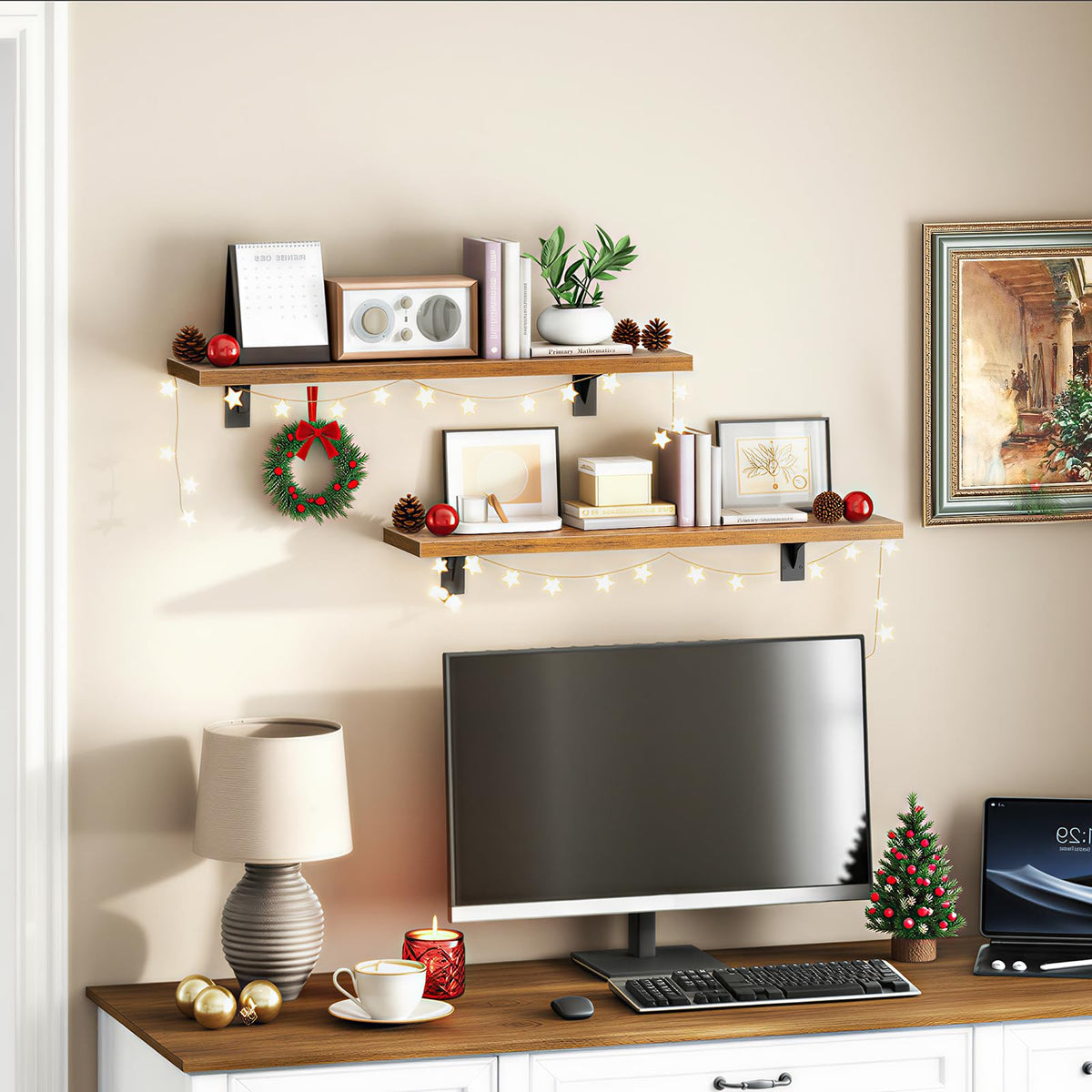 HOOBRO Floating Shelves for Wall, 15.7" Wall Mounted Shelves Set of 2