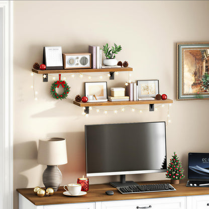 HOOBRO Floating Shelves for Wall, 15.7" Wall Mounted Shelves Set of 2