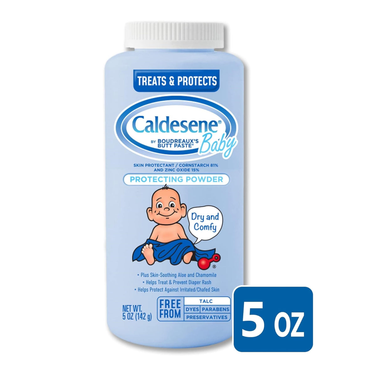 Caldesene Medicated Protecting Powder with Zinc Oxide & Cornstarch-Talc Free, 5 Ounce (5 Pack)