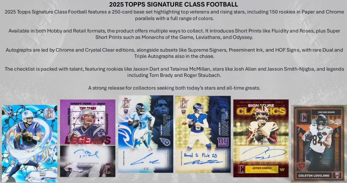 NEW 2025 SIGNATURE Class Football Card BLASTER Box, 42 Cards