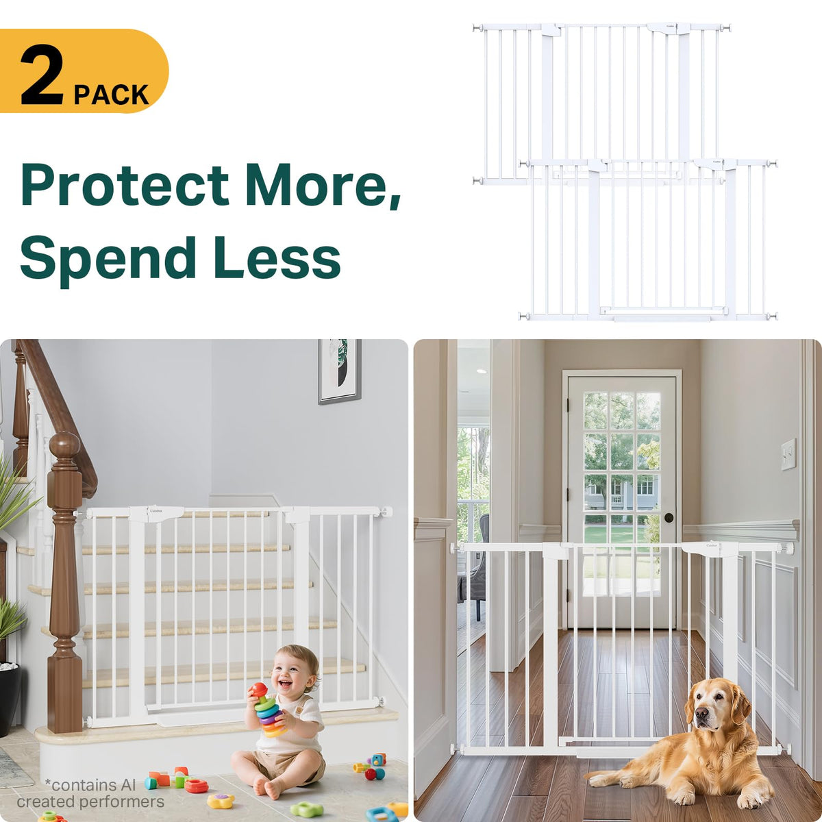 Cumbor 29.7-51.5 in Extra Wide Baby Gate for Stairs, Dog Gate Indoor Black