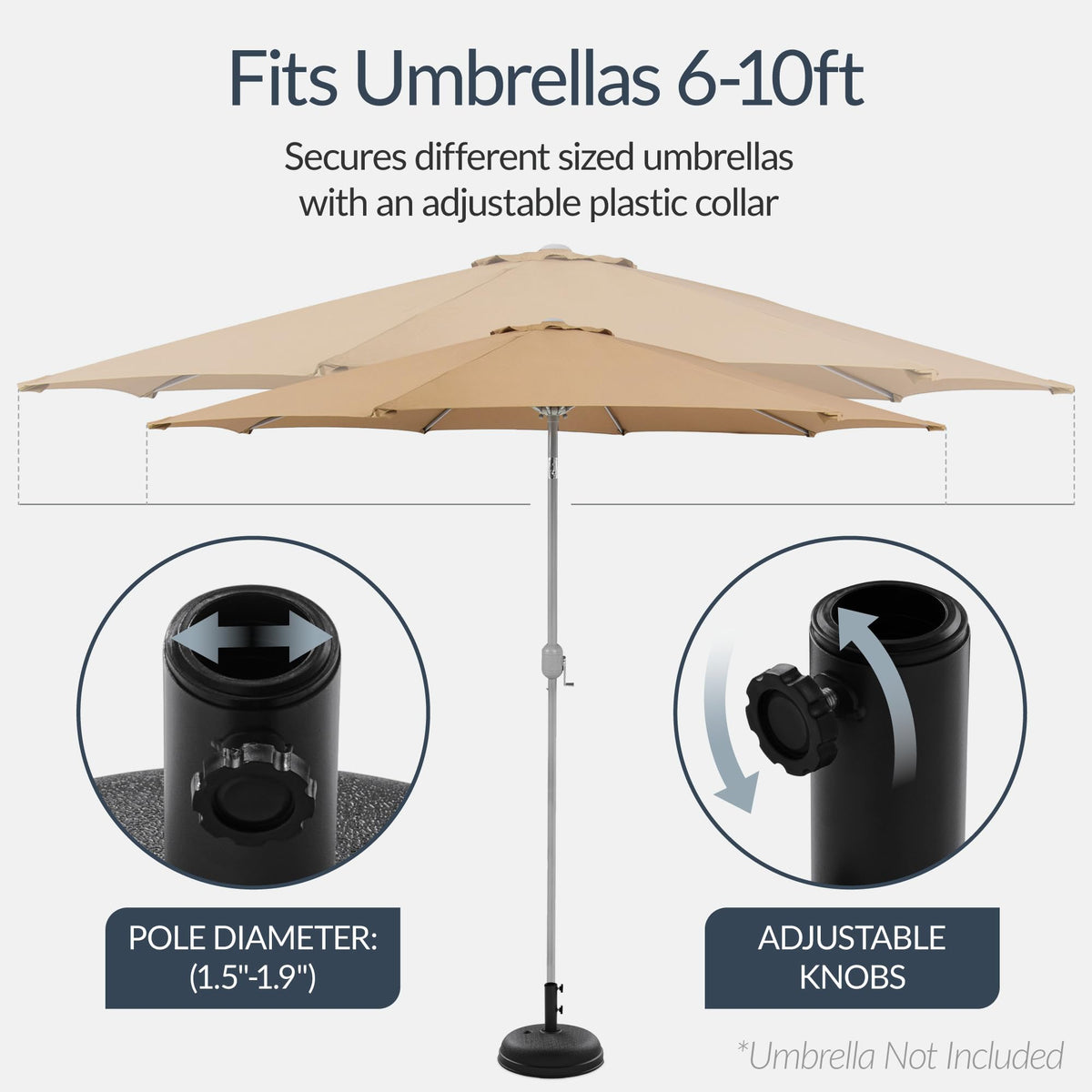 Best Choice Products Fillable Umbrella Base Stand Round Sunburst Plastic Patio Umbrella Base Stand, Pole Holder for Outdoor, Lawn w/ 55lbs Weight Capacity, Adjustment Knob