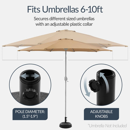 Best Choice Products Fillable Umbrella Base Stand Round Sunburst Plastic Patio Umbrella Base Stand, Pole Holder for Outdoor, Lawn w/ 55lbs Weight Capacity, Adjustment Knob