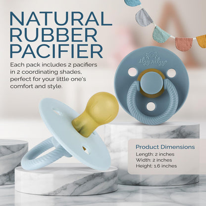 Itzy Ritzy Natural Rubber Pacifiers for 0–6 Mos, Set of 2, Blossom/Rosewood