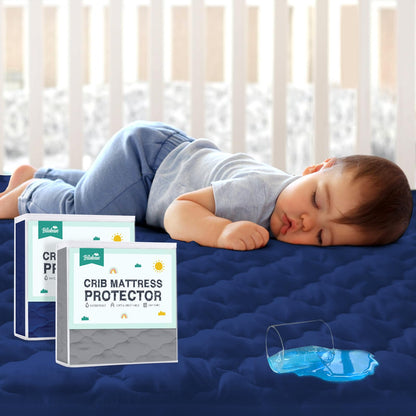 Crib Mattress Protector Sheets Fitted Waterproof Mattress Pad Cover 2 Pack