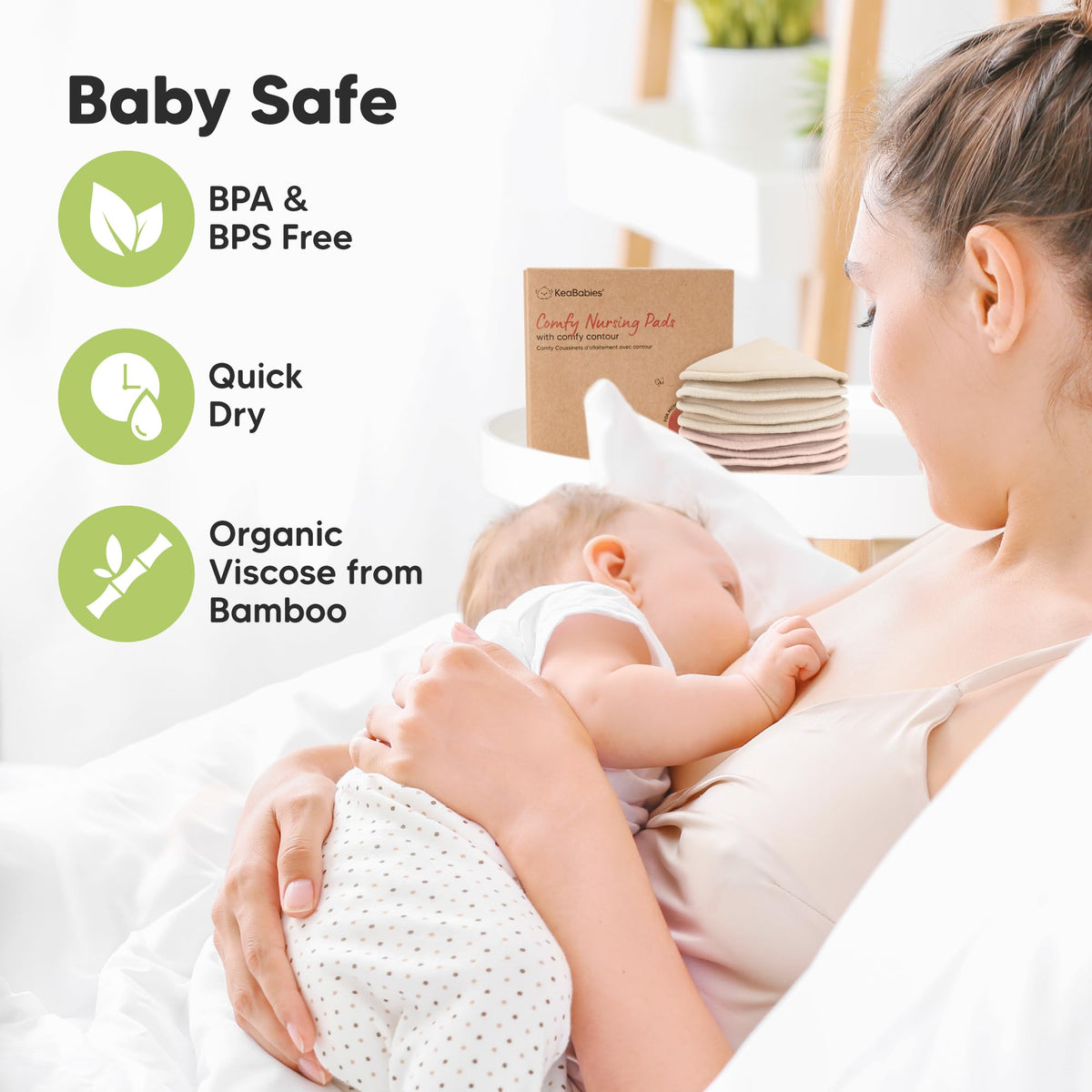 Organic Nursing Pads, 14 Washable Breast Pads,Wash Bag (Neutrals, XL 5.6")