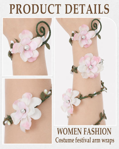 FRESHME Renaissance Fairy Floral Arm Wrap - 1 PC Elf Bracelet Forest Mother Nature Costume Renfaire Cosplay Fairy Accessories