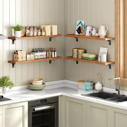 HOOBRO Floating Shelves for Wall, 15.7" Wall Mounted Shelves Set of 2