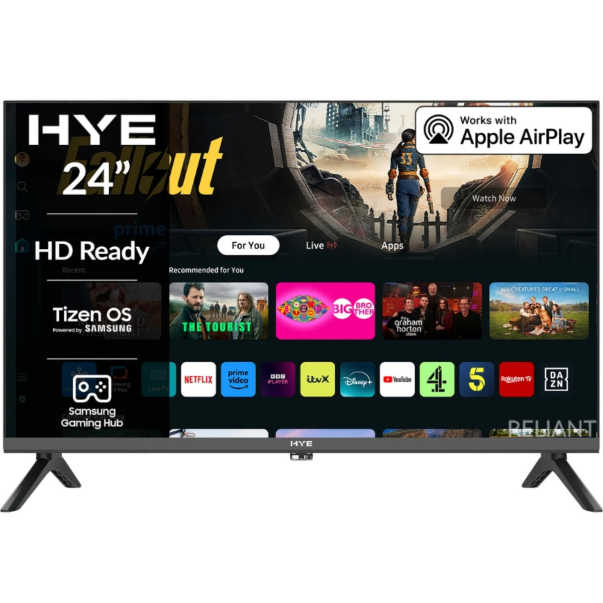 HYE 43" LED Smart TV - 4K Ultra HD, Samsung Tizen OS & Gaming Hub, Black