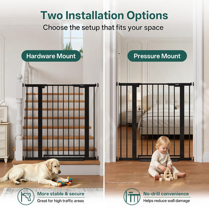 InnoTruth 27-36.6 in Wide Baby Gate for Stairs and Doorways, Black