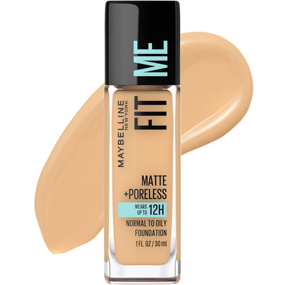 Maybelline Fit Me Matte + Poreless Liquid Oil-Free Foundation Makeup, Sun Beige, 1 Count (Packaging May Vary)