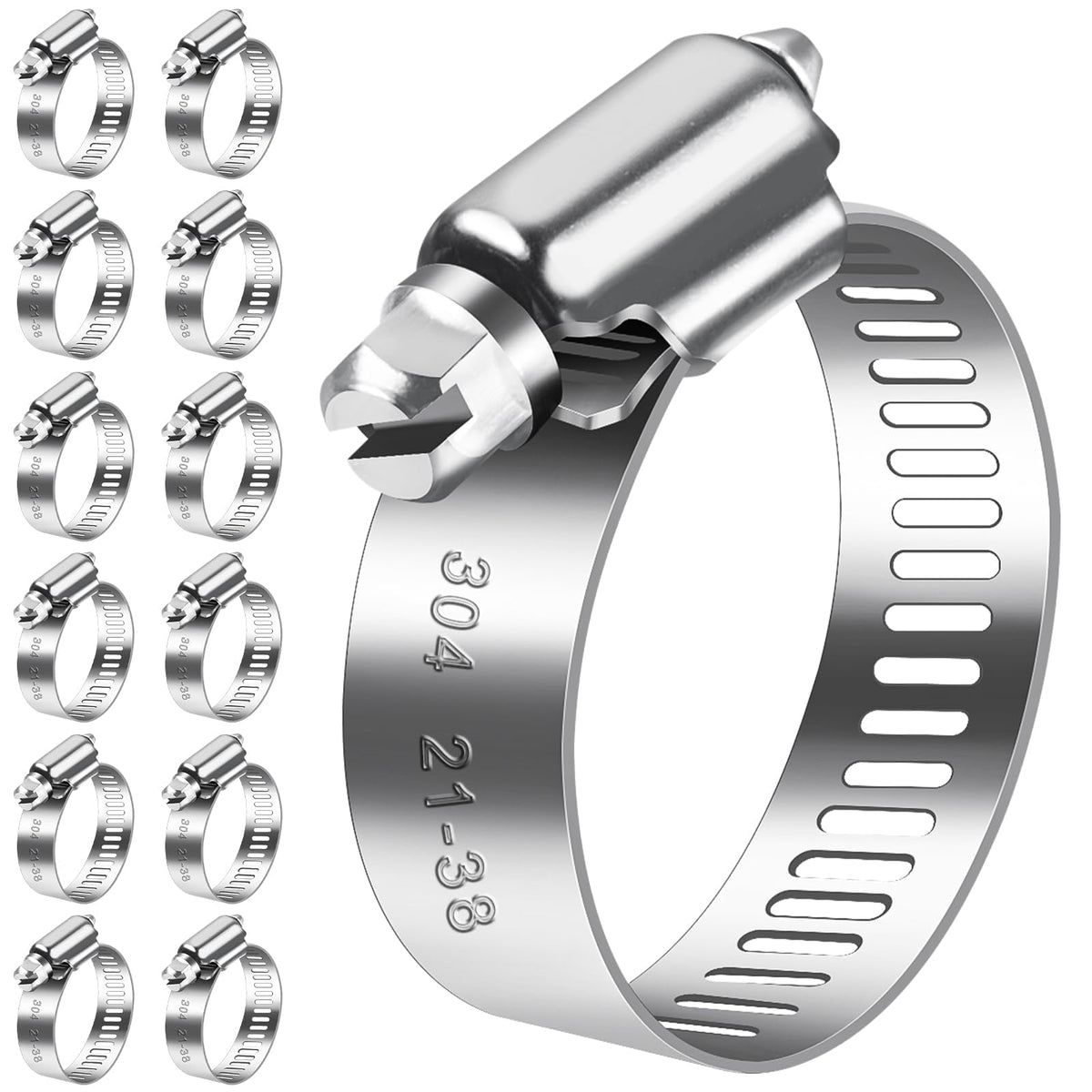 Bolatus Hose Clips 6-51 mm, 22 Pcs Hose Clamp Stainless Steel 304