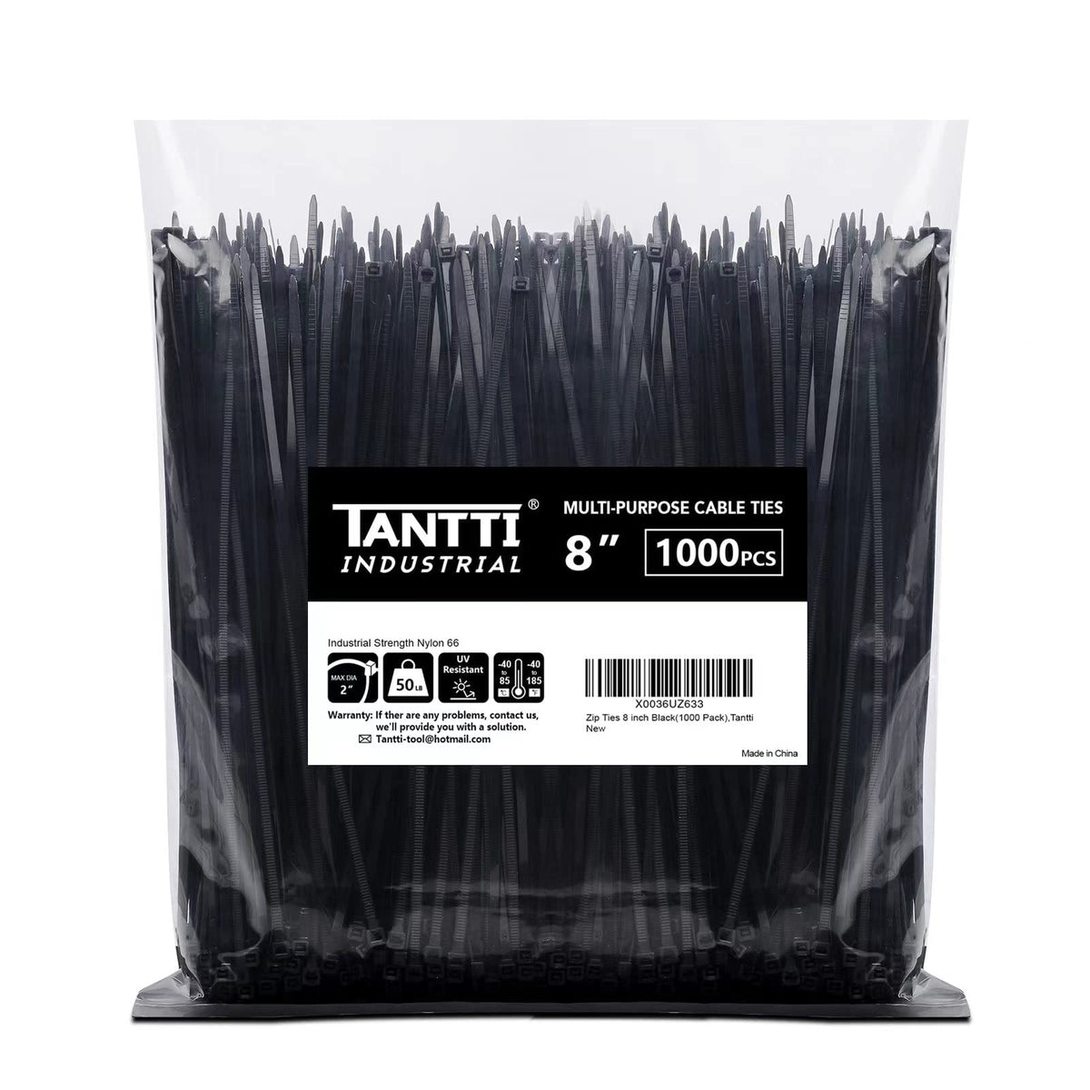 Zip Ties 4 inch (200 Pack), Small Zip Ties with 18 lb Tensile Strength, Black, by Tantti Supply