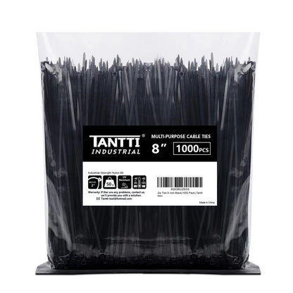 Zip Ties 4 inch (200 Pack), Small Zip Ties with 18 lb Tensile Strength, Black, by Tantti Supply