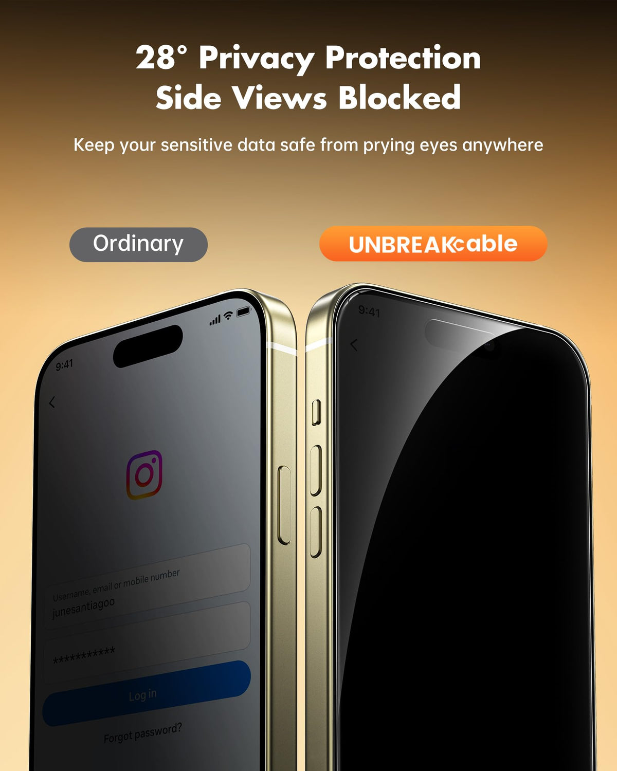 UNBREAKcable Privacy Screen Protector for iPhone 16 Pro, 2-Pack