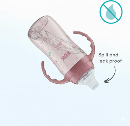 NUK First Choice Learner Sippy Cup 2.0, 10oz, 2-Pack, Pink Bunnies