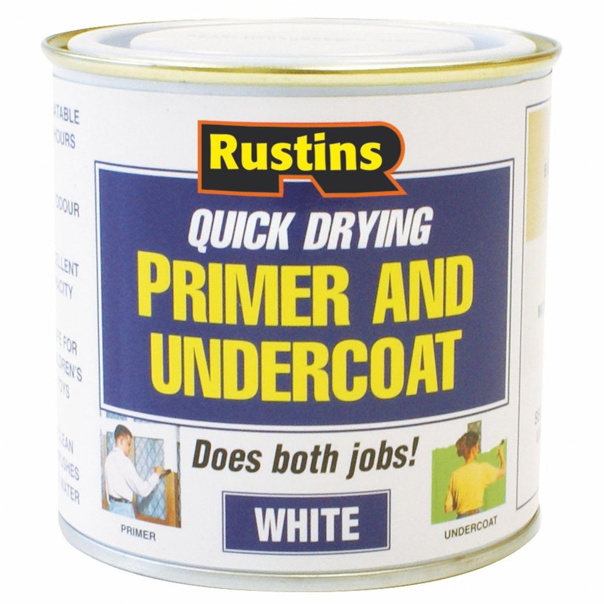 RUSTINS WHPU500 500ml Quick Dry Primer Undercoat - Fast-Drying Paint Base for Smooth Coverage; Easy-to-Use Interior & Exterior Prep Coat for Walls, Woodwork & DIY Home Decorating