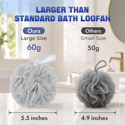 AmazerBath Loofah Sponge 75g/Piece, Exfoliating Bath Sponge Body Scrubber - Loofa Set of 4 Flower Color (Large, Green-Purple)