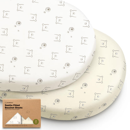 2pk Organic Baby Bassinet Sheets Boys, Girls, Fitted Sheet (Soft White)