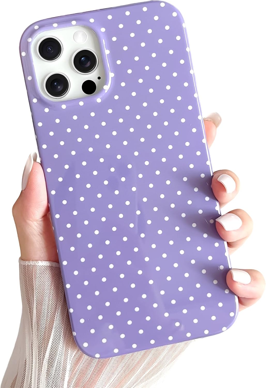 Yeddabox for iPhone 15 Case Cute Polka Dot Phone Case Soft TPU Slim Shockproof Phone Cover for Women Girls, Blue