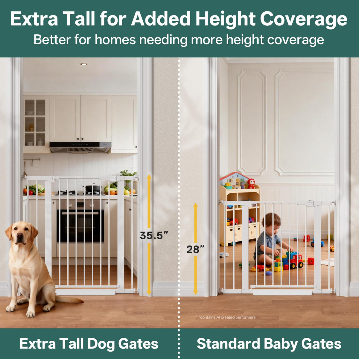 InnoTruth 27-36.6 in Wide Baby Gate for Stairs and Doorways, Black