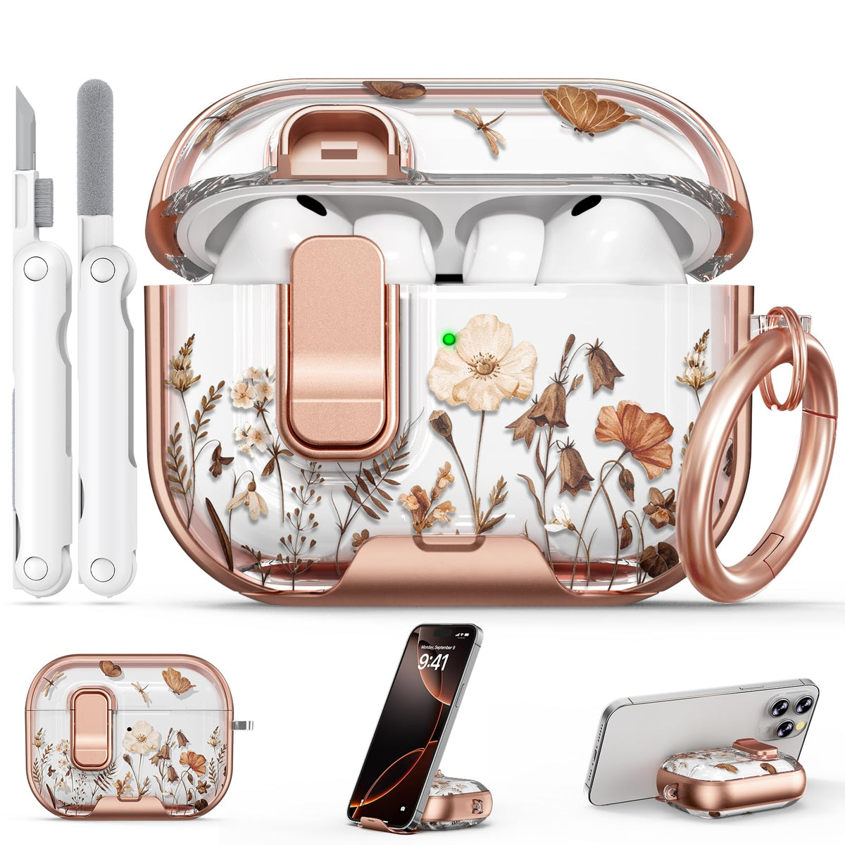 for AirPods Pro 2nd/1st Case (2023-2019)-Purple Bell Flower