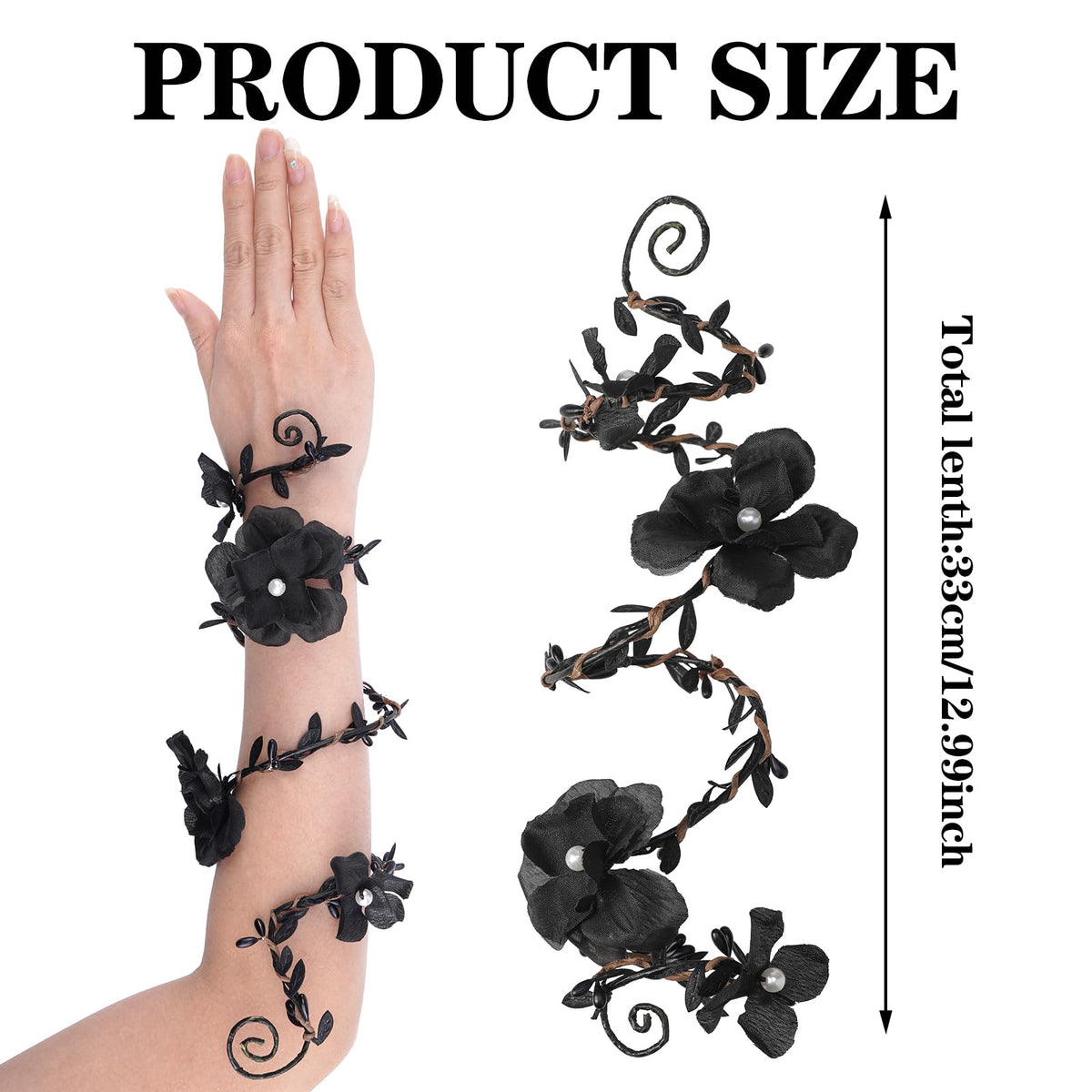 FRESHME Renaissance Fairy Floral Arm Wrap - 1 PC Elf Bracelet Forest Mother Nature Costume Renfaire Cosplay Fairy Accessories