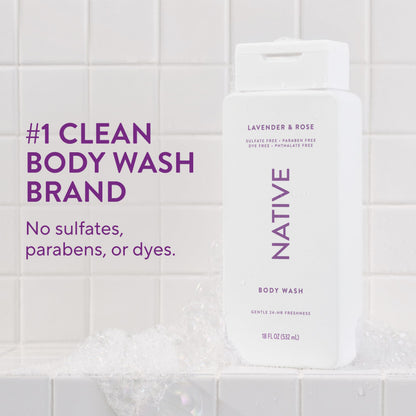 Native Clean Body Wash for Women & Men, Powder & Cotton Scent, 18 fl oz