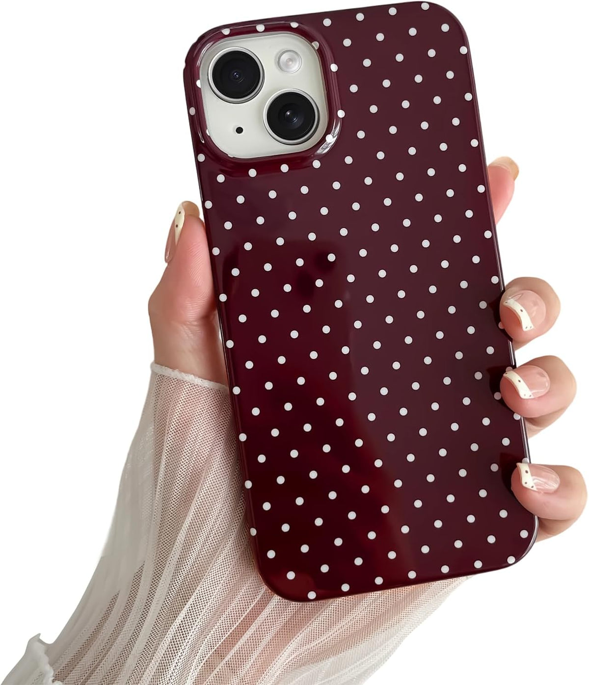Yeddabox for iPhone 15 Case Cute Polka Dot Phone Case Soft TPU Slim Shockproof Phone Cover for Women Girls, Blue