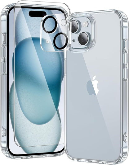 toushion 3 in 1 for iPhone 15 Plus Case Transparent