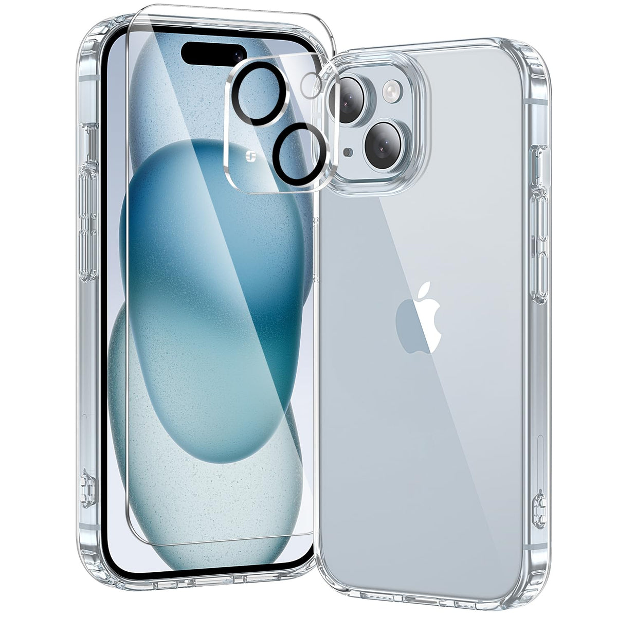 toushion 3 in 1 for iPhone 15 Plus Case Transparent