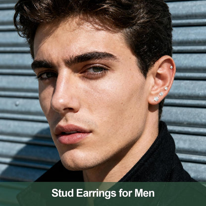Flat Back Stud Earrings for Women Men 20G Hypoallergenic Surgical Steel Set