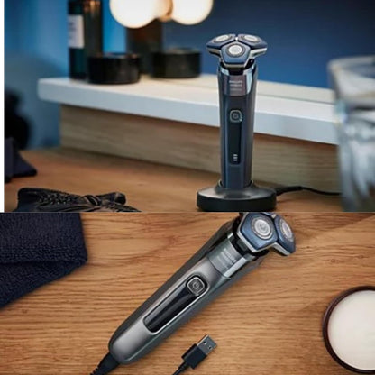Philips Rechargeable Wet/Dry Electric Shaver with SenseIQ and Comfort Glide Ring Technology, Battery Powered, Silver