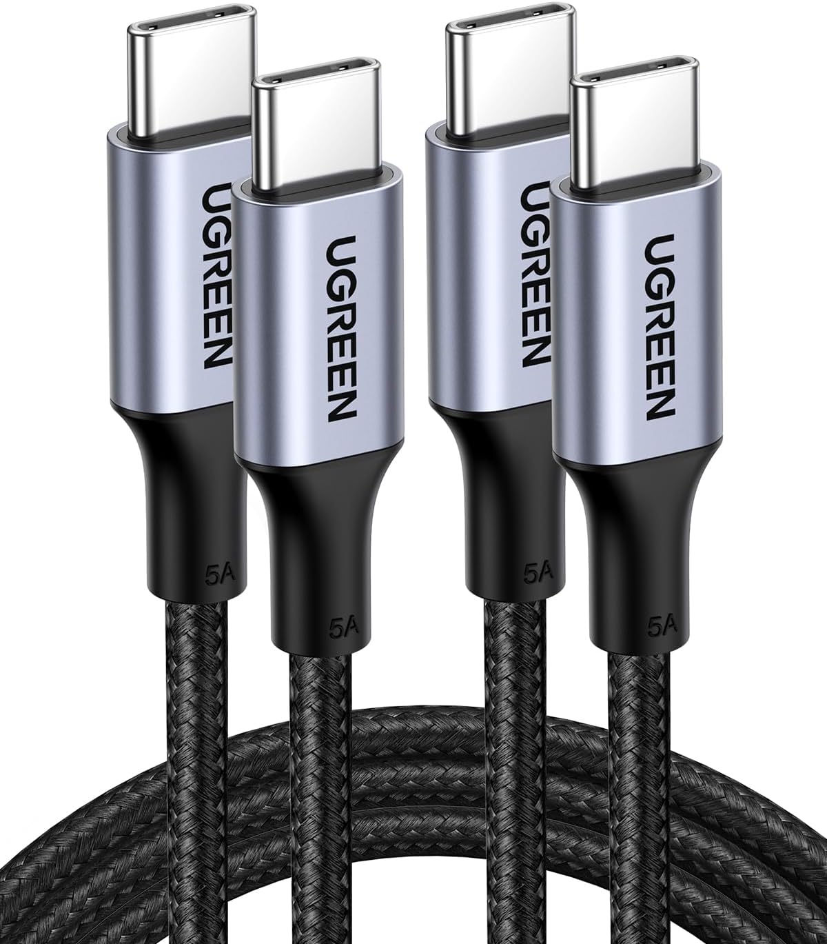 UGREEN 100W USB C to USB C Cable, Fast Charging, 2-Pack, 3.3ft, Black