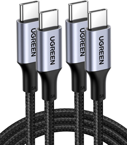 UGREEN 100W USB C to USB C Cable, Fast Charging, 2-Pack, 3.3ft, Black