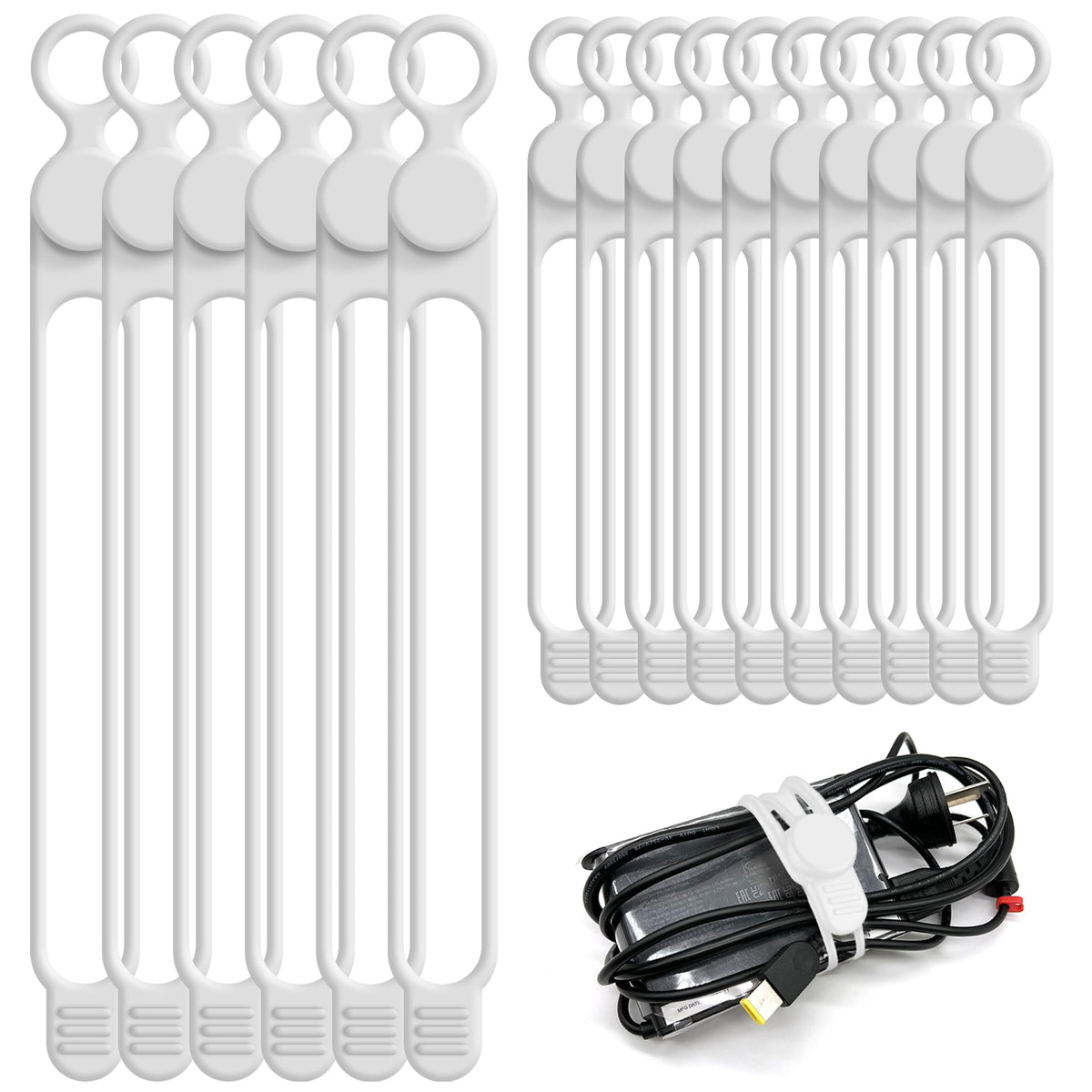 Silicone Cable Ties, Cord Organizer Cable Management,2Sizes-Grey