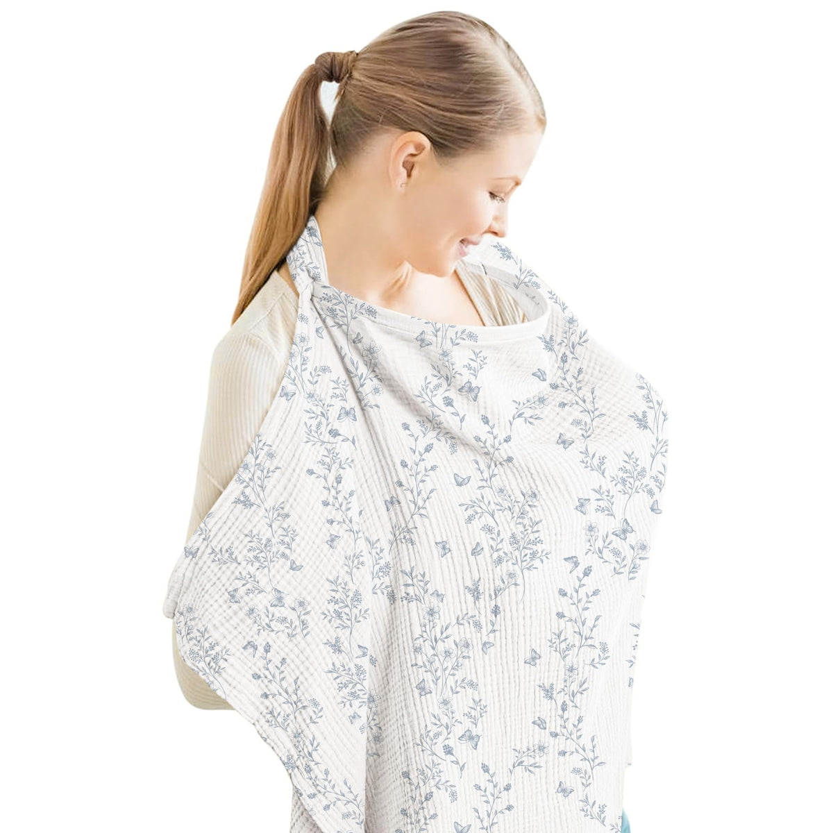 Konssy Muslin Nursing Cover Up for Breastfeeding with Rigid Hoop