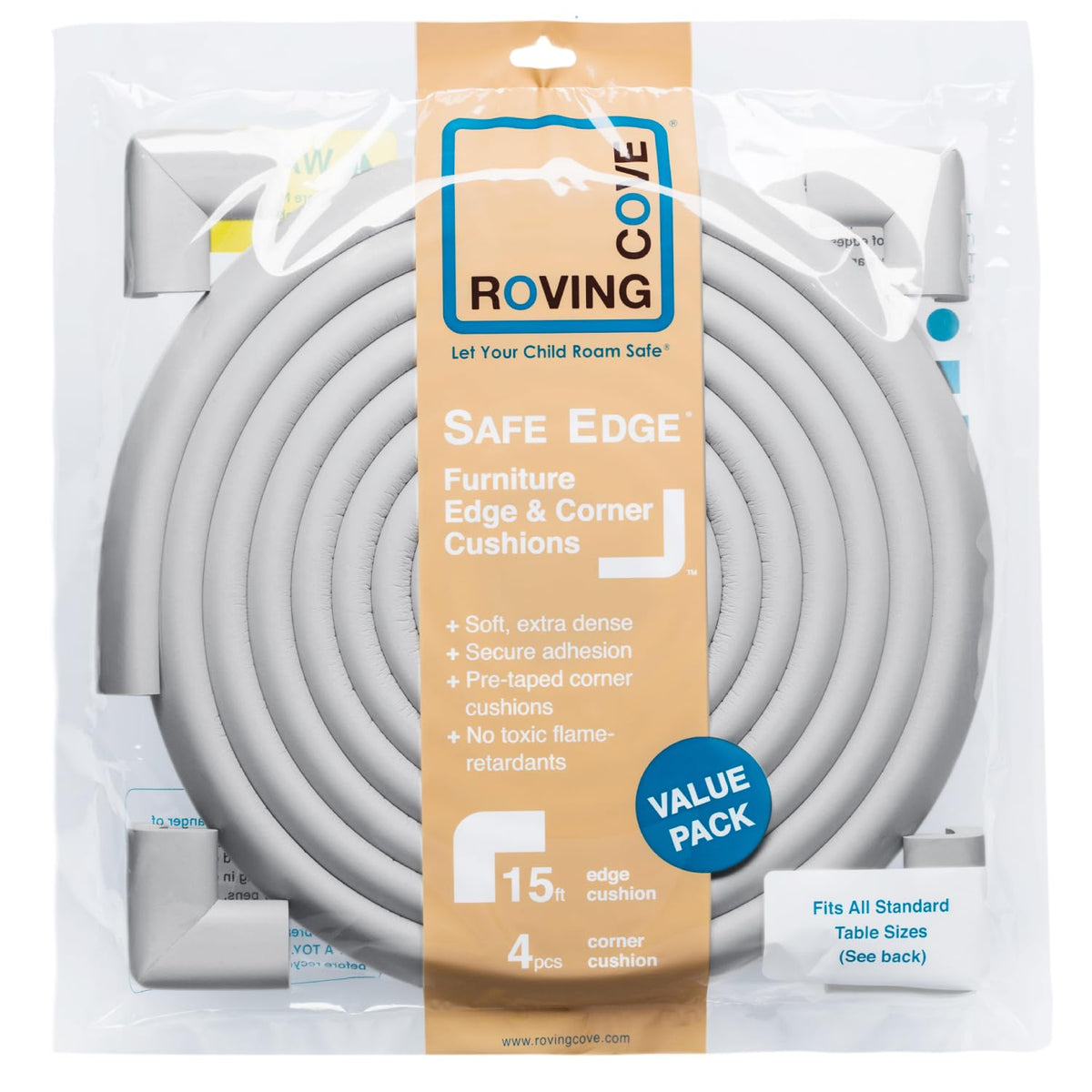 Roving Cove Baby Proof Corner Edge Protector, Small 15ft Edge 4 Corners
