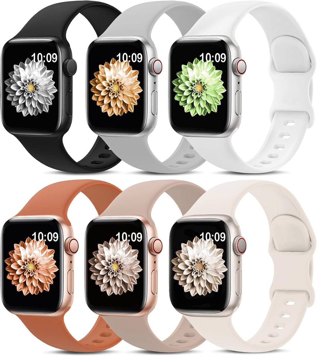 6 Pack Sport Silicone Bands Compatible with Apple Watch Band for Women Men