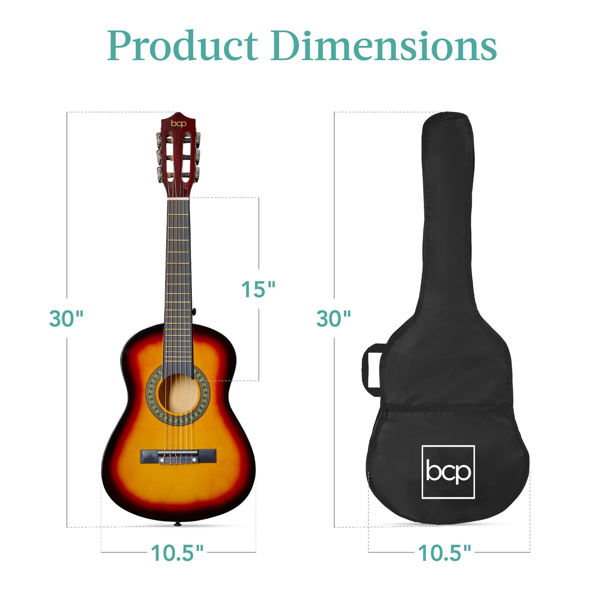 Best Choice Products 30in Kids Acoustic Guitar, All-in-One Beginner Starter Kit w/Strap, Case, Extra Strings, Rosette Inlay - Pink