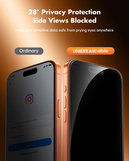 UNBREAKcable Privacy Screen Protector for iPhone 16 Pro, 2-Pack