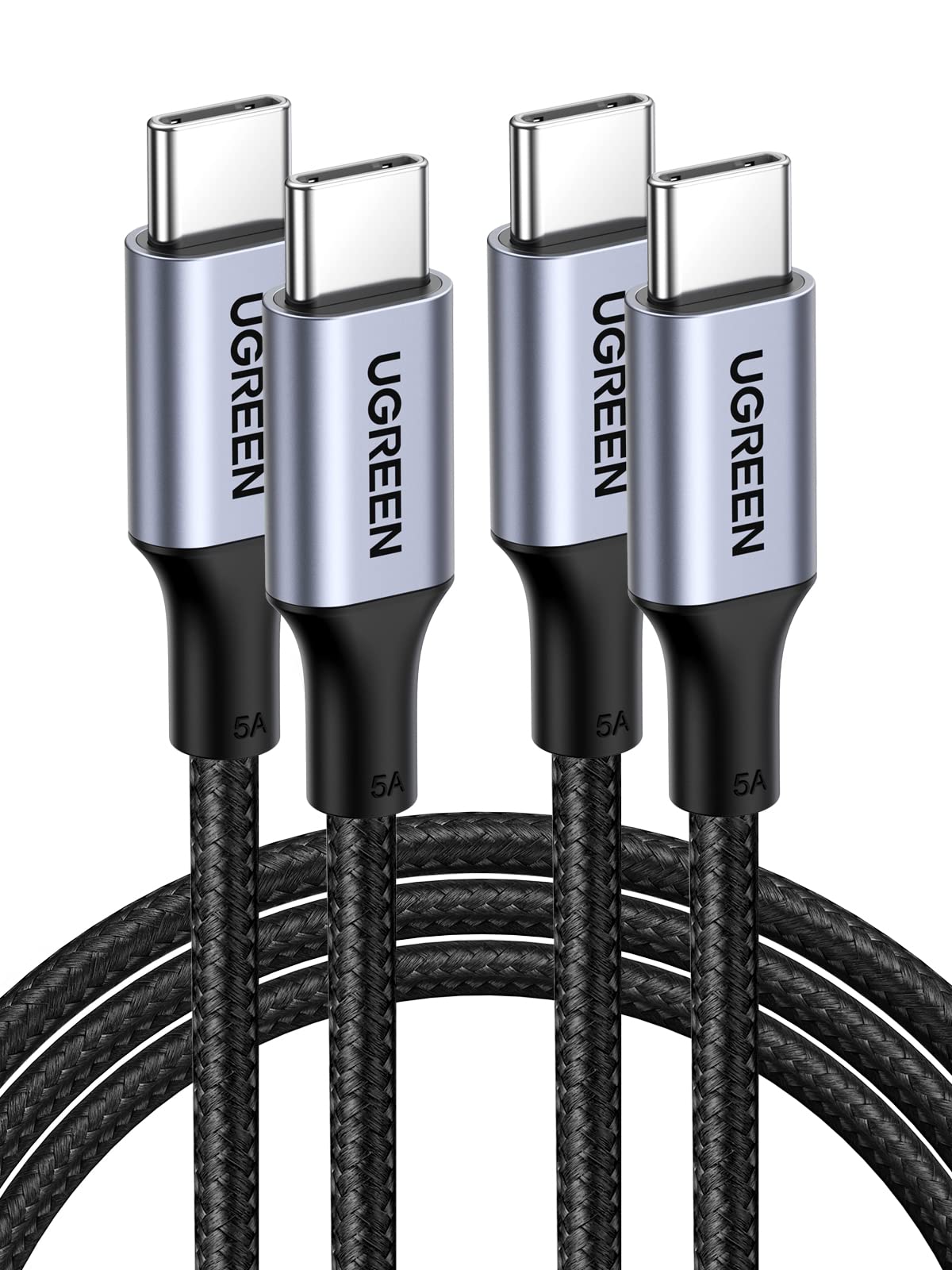 UGREEN 100W USB C to USB C Cable, Fast Charging, 2-Pack, 3.3ft, Black
