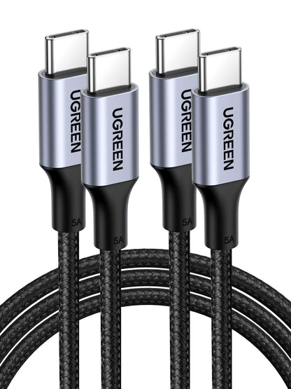 UGREEN 100W USB C to USB C Cable, Fast Charging, 2-Pack, 3.3ft, Black