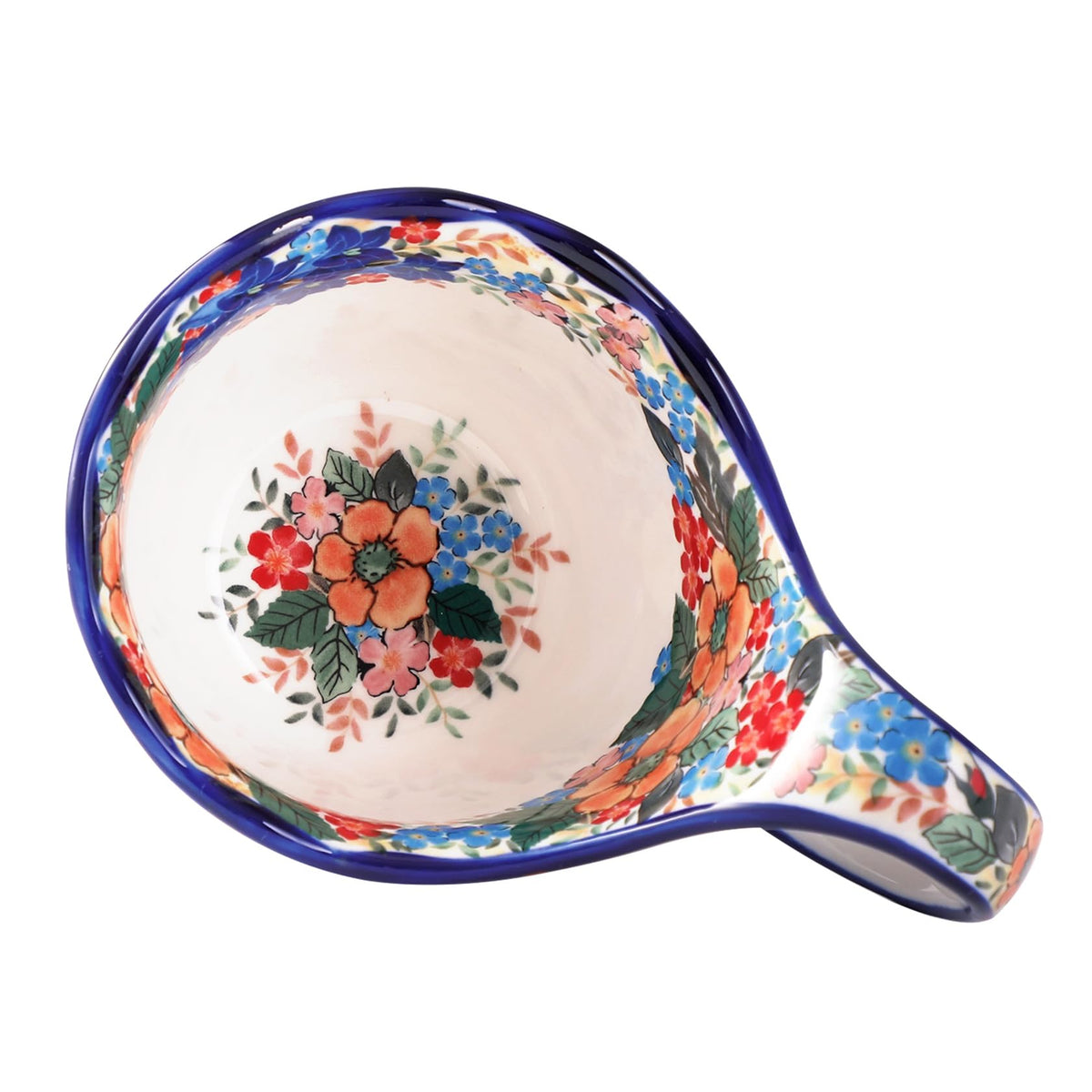 ALMA Handpainted Soup Bowl with Large Loop Handle,Easier Secure Grip