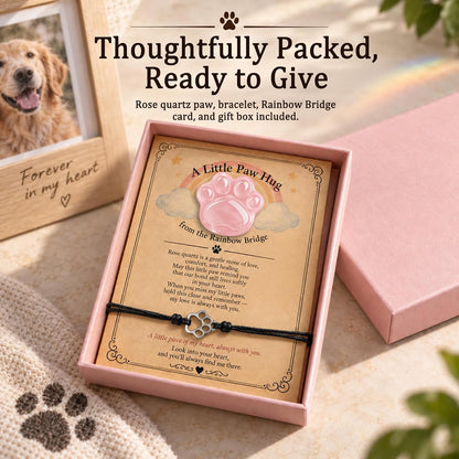 Dog Memorial Gifts for Loss of Dog, Rose Quartz Paw & Memorial Bracelet